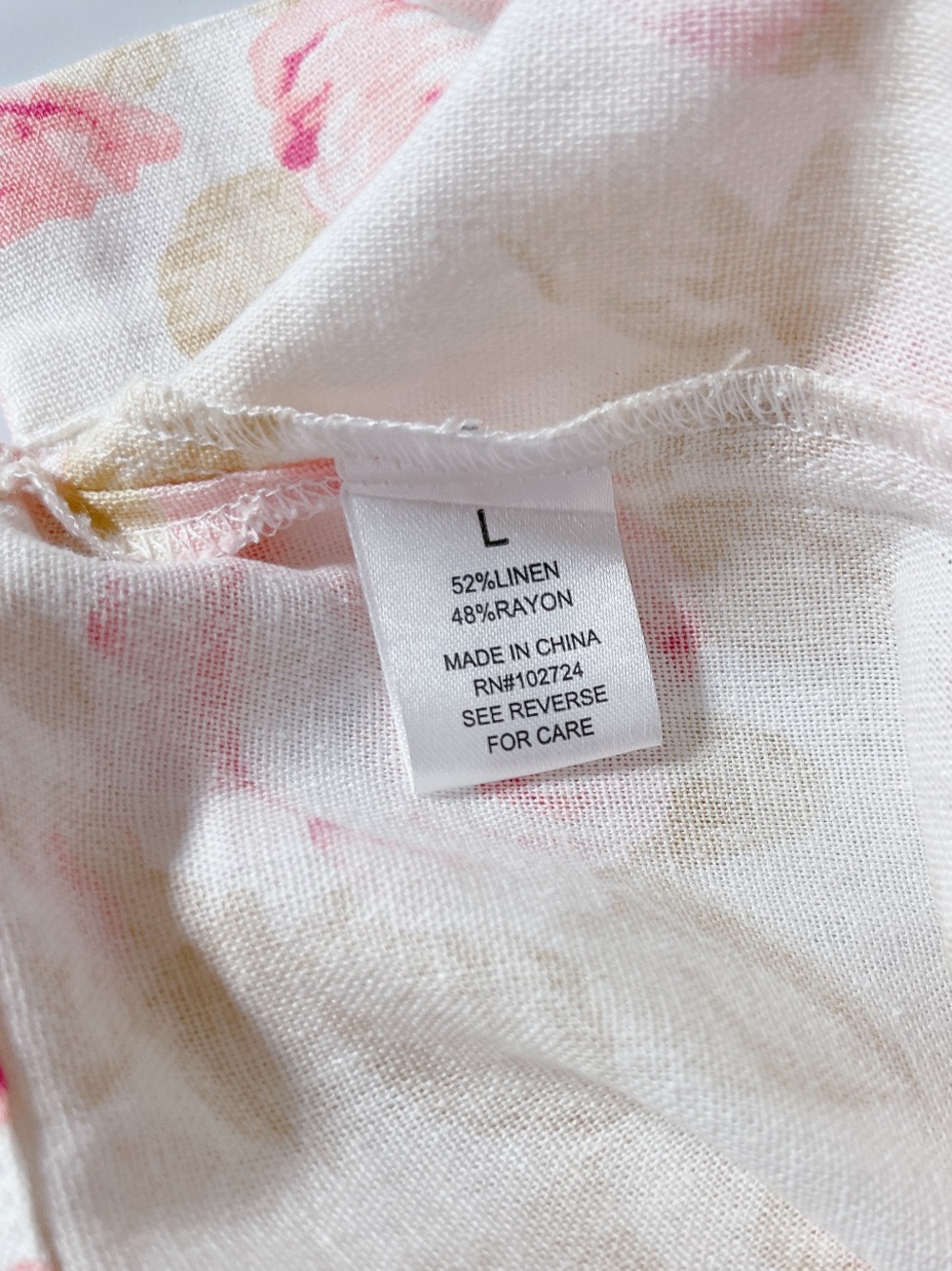Hester & Orchard Flora Pink Linen Blend Button-Front Women's Top Blouse Size L - Picture 7 of 13